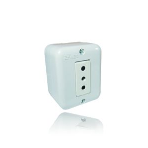 Enchufe Sobreponer Simple 2P+T10A Blanco Aris Mec