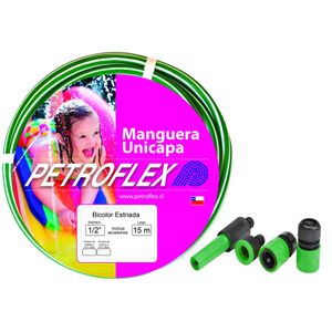 Manguera De Jardín 1/2" Blanco Verde Con Accesorios Rollo 15 Metros Petroflex