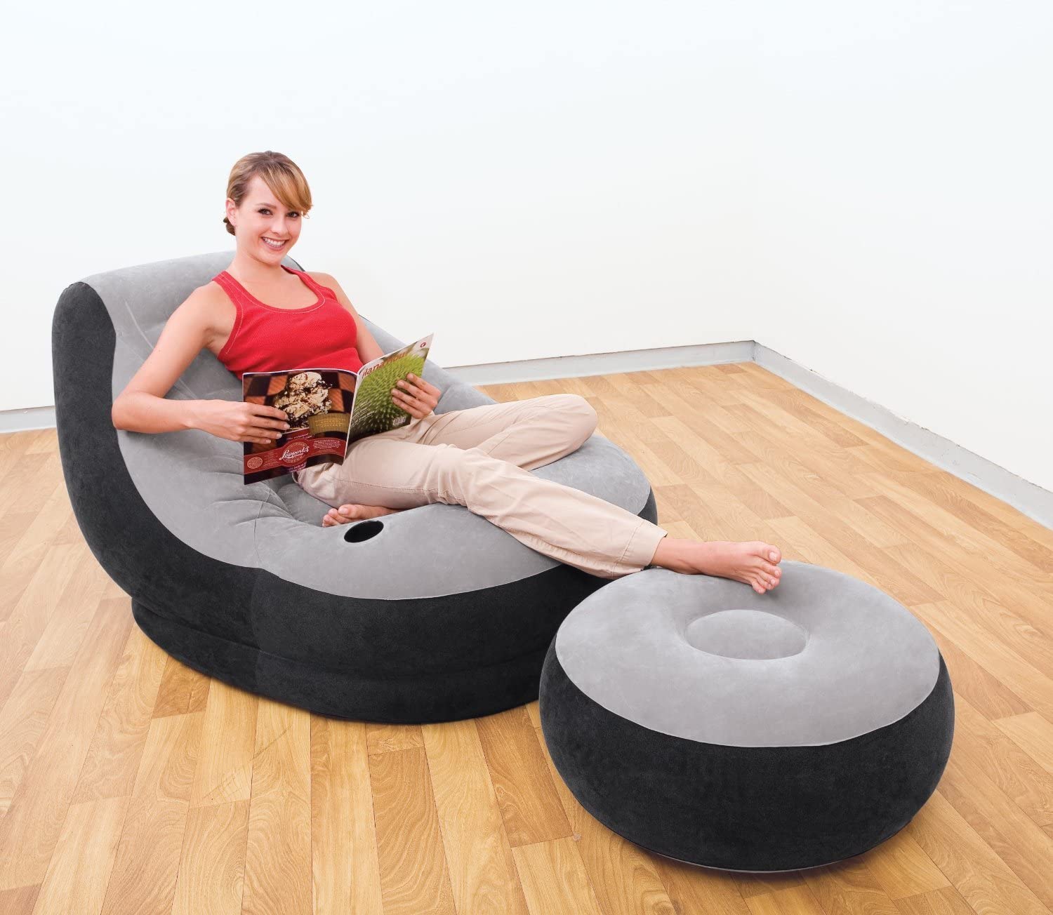 SOFÁ SILLÓN INFLABLE CON POSA PIES PUFF INFLABLE . BESTWAY