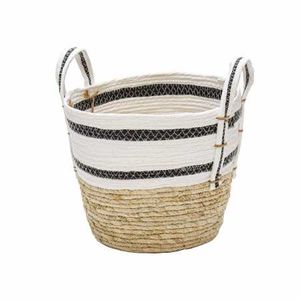 Canasto 28X25X21Cm Bicolor Blanco Linea Negra Bighouse