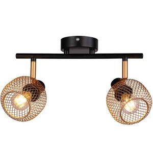 Barra 2 Luces E14 Indo Malla Metal Dorado Sin Ampolleta