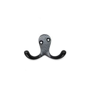 Percha Metal Doble Fe Forjado Negro M.3828