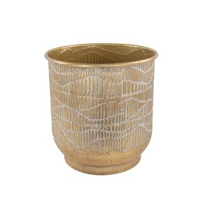Vasija 33X33X34.3Cm Metal Envejecido Dorado  Bighouse