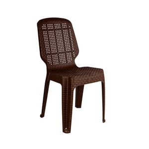 Silla Plastica Simil Ratan Marron Jnk