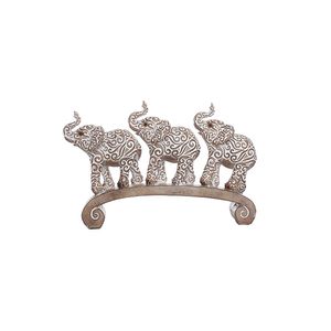Figura Decorativa De Elefantes 6X27X17Cm