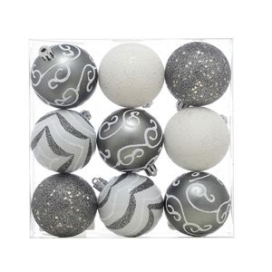 Esferas Navideñas 6Cm Plateado-Blanco