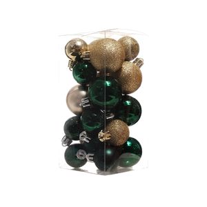 Esferas Navideñas 8 Unidades Verde-Dorado