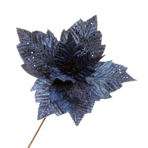 Flor Navideña Poinsetia Navidad 33X30Cm Azul
