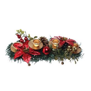 Portavelas 30Cm Rojo-Dorado