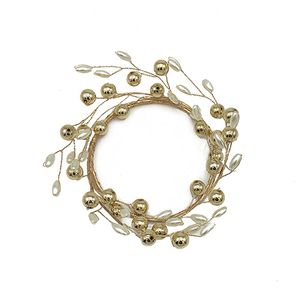 Corona Navideña Para Puerta 9Cm Dorado-Crema
