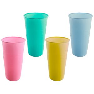 Vasos Plasticos 4 Unidades 9X15Cm Colores Life Art