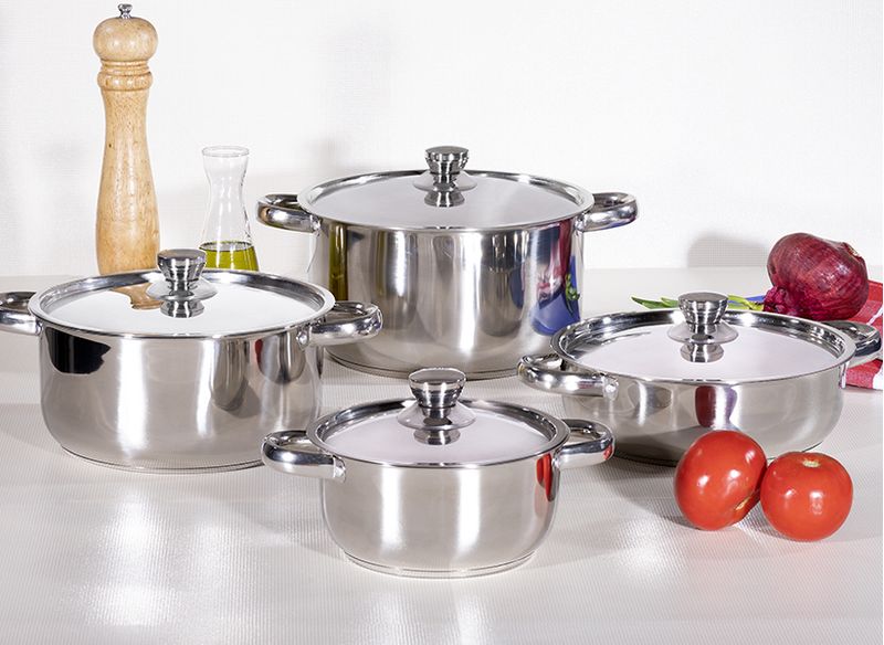 BATERIA COCINA 8UN ACERO INOX MALAGA DORAL