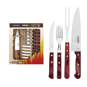 Juego De Cubierto Para Asado 14 Un Castaño Polywood Tramontina