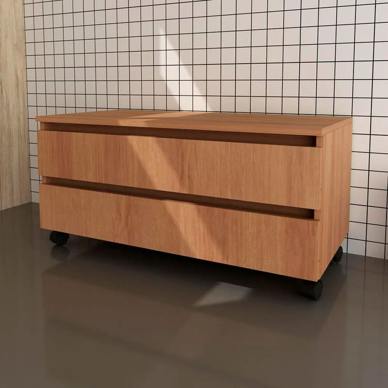 MUEBLE VANITORIO CON 2 CAJONES Y RUEDAS ALMENDRA BN3603 TECNOMOBILI
