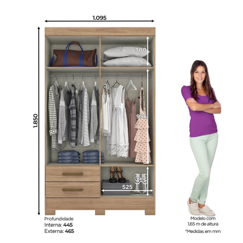 CLOSET 4 PUERTAS+2 CAJONES JEQUITIBA BRIZ