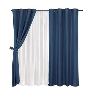 Cortina 1.40X2.20Mt 8 Piezas Rustica Azul Mashini