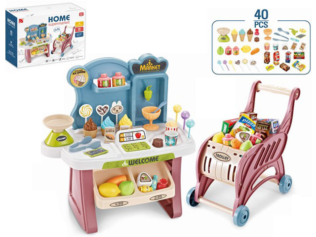 Supermercado De Juguete 3 En 1 Con Caja Registradora, Cafetera Y Nevera – Set De 45 Accesorios Para Juego De Roles, Regalo Para Niños Y Niñas Desde 3 Años De DeAO