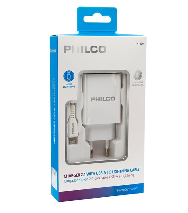 CARGADOR-2.1-DOBLE-USB-BLANCO-CON-CABLE-IPHONE-PHILCO