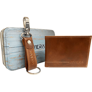 Billetera Hombre Con Llavero E-116 Tabaco Cuero Riviera