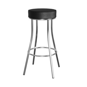 Taburete Grecia Cromado Tapiz Negro Compoarte