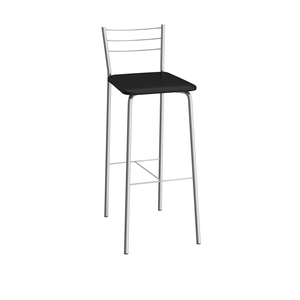 Taburete Flexible Cromado Tapiz Negro Compoarte