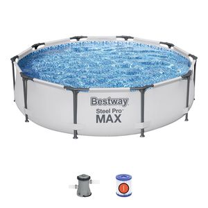 Piscina Estructural Redonda 305X76Cm Con Bomba Gris Bestway
