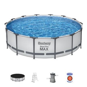 Piscina Estructural Redonda 427X107Cm +Bomba+Cobertor+Escalera Gris Bestway