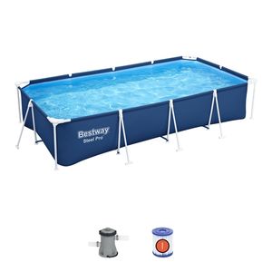 Piscina Estructural Rectangular 400X211X81Cm + Bomba Azul 5700Lts Bestway