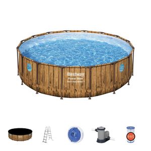 Piscina Estructural Redonda 488X122Cm +Bomba+Cobertor+Escalera Cafe Bestway