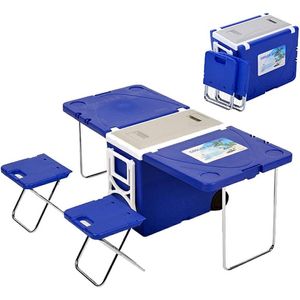 Mesa Plegable Cooler 28Lts Con 2 Pisos Azul