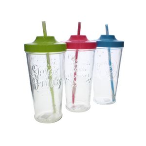Vaso Con Bombilla Y Tapa 670Ml Azul Renga