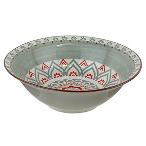 Bowl Melamina 18Cm Con Diseño Gris Rojo Blanco S/M Fab