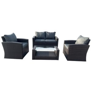 Juego Terraza Living 4 Personas Y Mesa Simil Ratan Sofia Cafe Bighouse