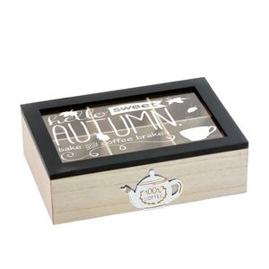 Caja Para Te Madera 6 Espacios Negro Bighouse