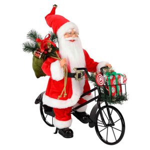 Adorno Navideño Santa Claus En Bicicleta 45Cm