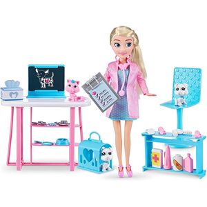 Muñeca Con Playset Veterinaria Sparkle Girls