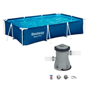 Piscina Rectangular 300X201X66Cm 3300L Con Bomba Y Filtro 1249Lt/Hora 220V. Bestway