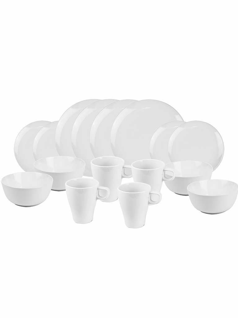 Juego De Loza Ceramica Blanca 16 Unidades Decoexpress