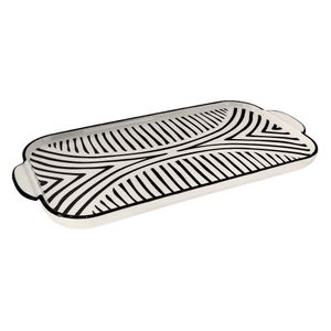 Bandeja Rectangular 34.8X16.7X1.5Cm Loza Blanco Negro Life Art