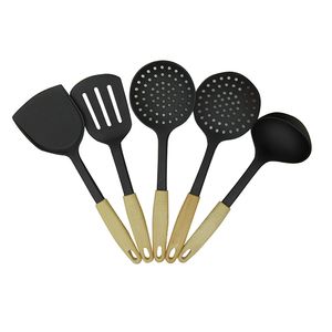 Utensilios De Cocina 5 Unidades Silicona Negro/Crema Bistro