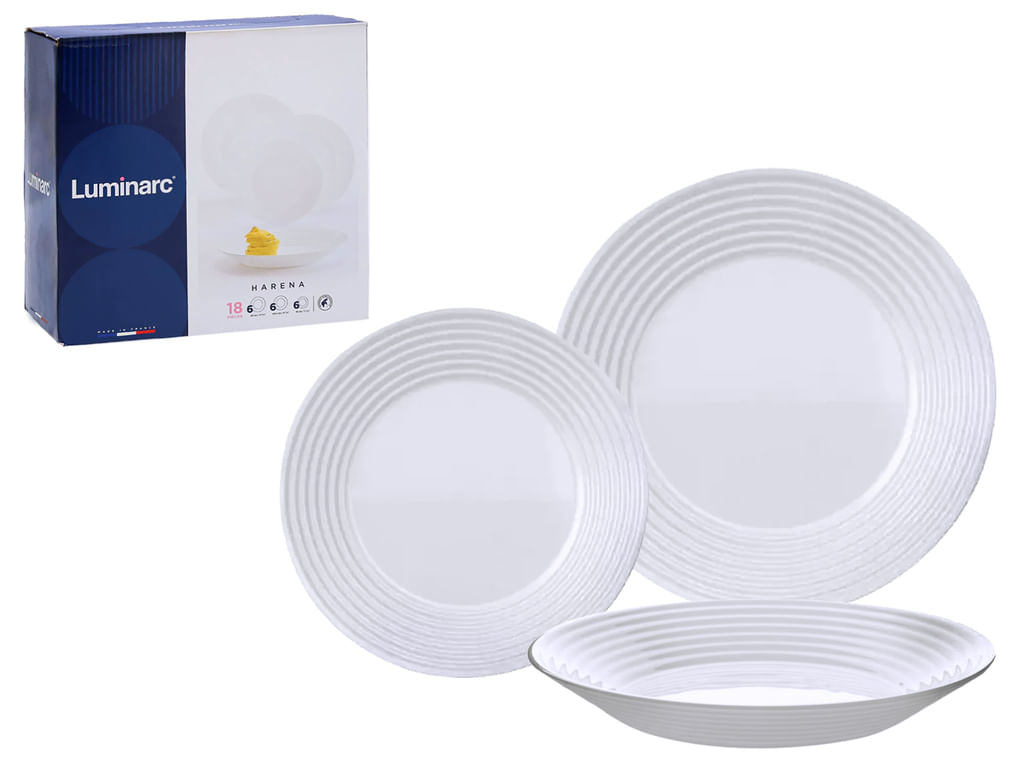 Plato Blanco 18Unidades 25/23/19Cm Luminarc