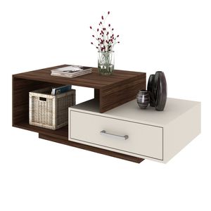 Mesa De Centro Nogal/Blanco Con Cajon Mc2229 Tecnomobili