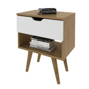 Velador 1 Cajon Almendra/Blanco Cm8028 Tecnomobili