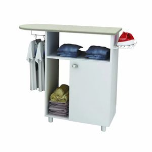 Tabla De Planchado + Mueble Organizador 1 Puerta Blanco Tecnomobili
