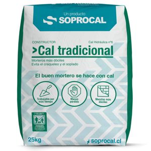 Cal para Mortero Hidráulica N°6 25Kg Soprocal