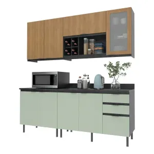 Mueble Cocina 8 Puertas+3Cajon Lunar/Verde Cz1200 Tecnomobili