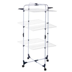 Tendedero De Ropa Plegable 3 Niveles Con Ruedas 70X65X135Cm Blanco Casa Viva