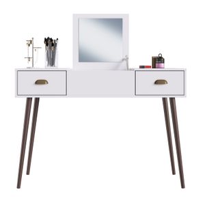 Tocador 2 Cajones + 1 Espejo 84X118X45Cm Blanco Linea Nordica