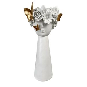 Florero 19.5X41Cm Blanco Mujer