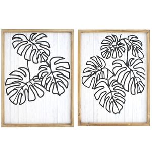 Cuadro Decorativo 45X60X2.5Cm Silueta Hojas Decore
